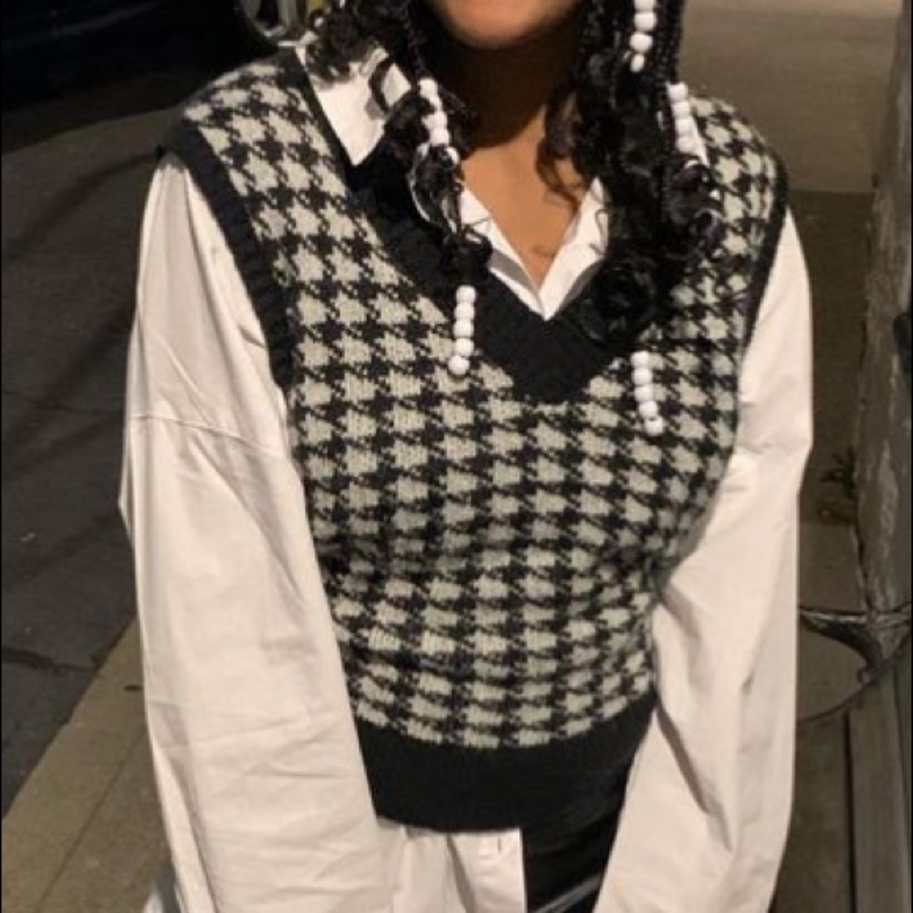 Checkered Black and White Vest. Worn only 3 times